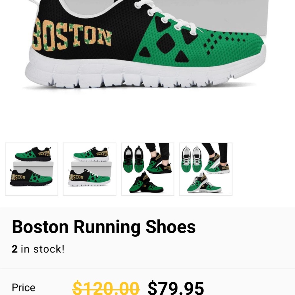 Green/white Boston sneakers. Paid around $100.